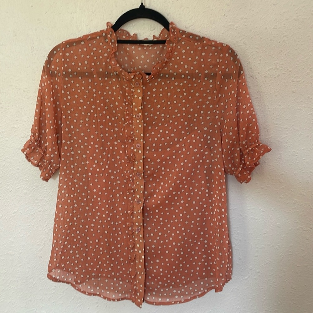 Pink w White Dots Top
